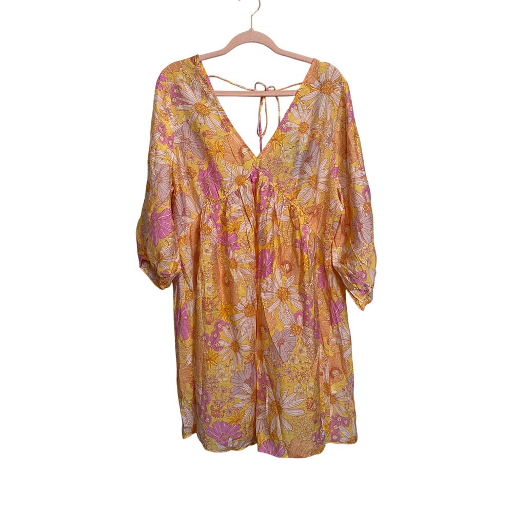 NWT H&M Women Floral Knee Length Dress Baloon sleeve Size L